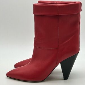 Isabel Marant Red Pointed-Toe Cone Heel Ankle Boots